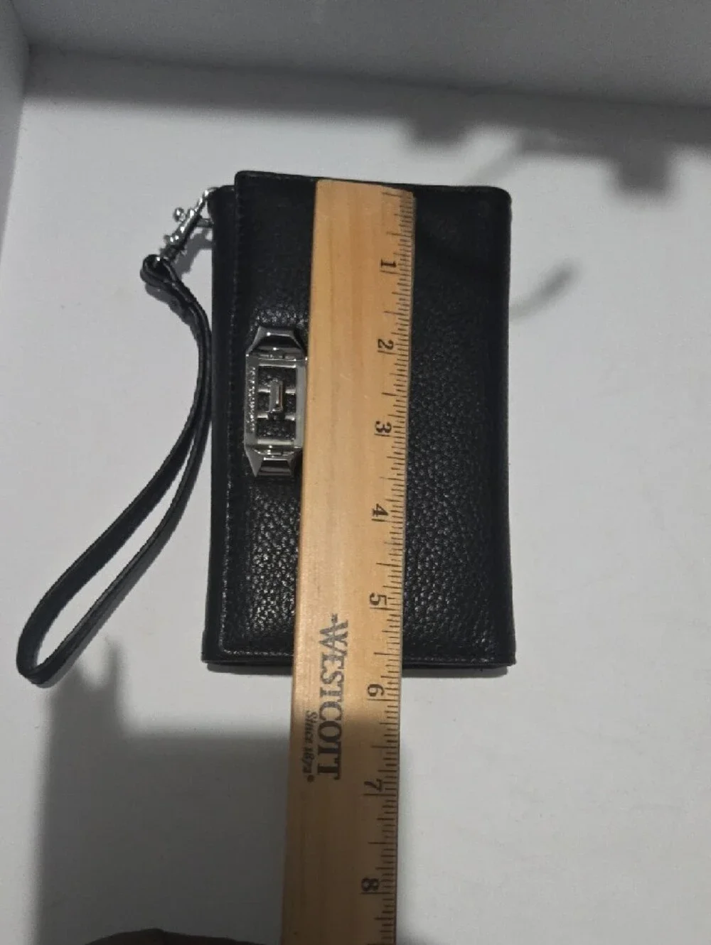 Rebecca Minkoff Black Leather Wristlet with Silver Hardware